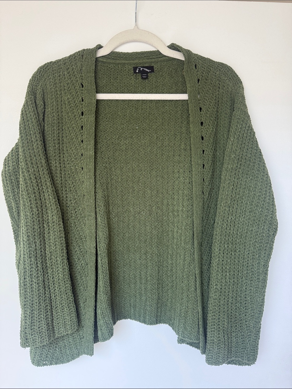 art class Olive Green Open-Front Waffle Knit Cardigan